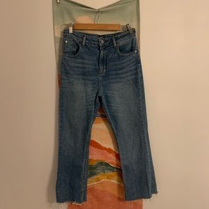 High rise kick flare cropped jeans